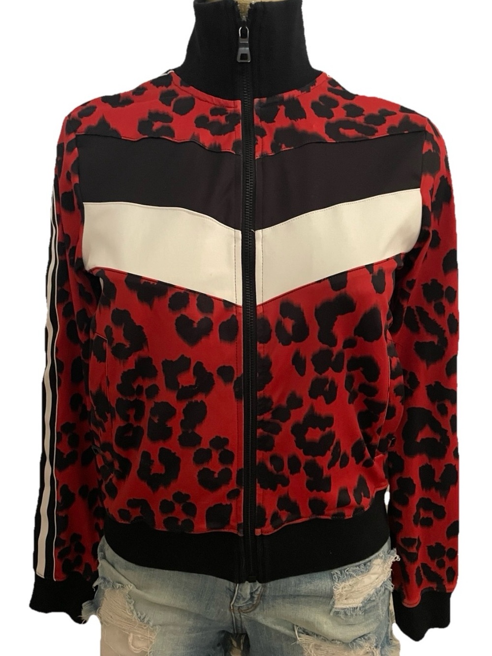 BuddyLove Cool LEOPARD Print ATHLEISURE JACKET Size Small